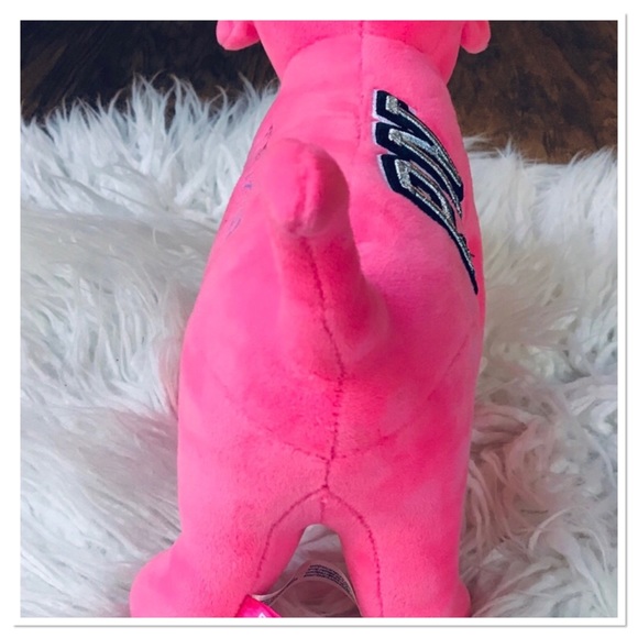 Victoria’s Secret PINK Plush Large Dog Hot Pink Embroidered Details - Picture 8 of 10